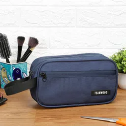 Teakwood Blue Compact Dual-Zip Travel Toiletry Kit-31