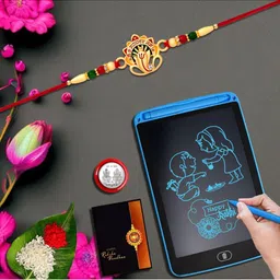 DeoDap Rakhi Gif Set With Rakhi, Roli Chawal, Coin & Greeting Card-90
