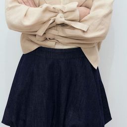 MANGO Mid-Rise Pure Cotton Balloon Denim Mini Skirt-picture-17