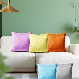 ArtzFolio Multicoloured Set of 5 Velvet Square Cushion Covers-image-21