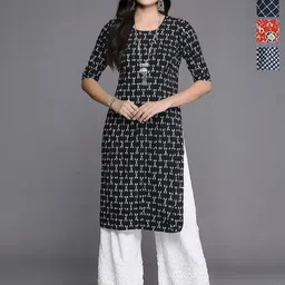 Anouk Rustic Selection Of 4 Abstract Printed Round Neck Straight Kurta-image-75