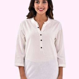 GiftyBasket Women Mandarin Collar Cotton Shirt Style Top-image-77