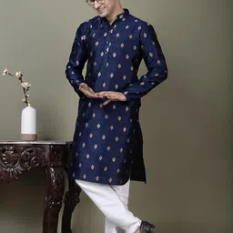 PulseIQ Men Jacquard Straight Kurtas-image-91