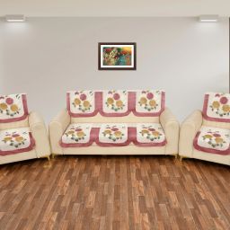 Cotton Floral 3+2 Seater Sofa Cover-image-48