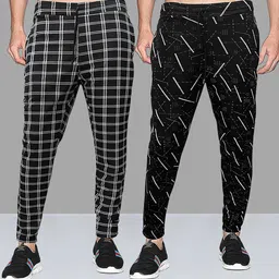 avolt Pack of 2 Men Checkered Black Track Pants-picture-12