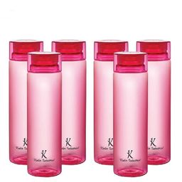 Kuber Industries Pink Set of 6 Plastic Solid Water Bottle-50