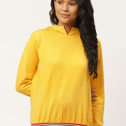 Belle Fille Women Yellow Solid Hooded Sweatshirt-image-62