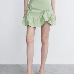 Urban Revivo Pure Cotton Flared Tulip Hem A-Line Mini Skirt-image-57