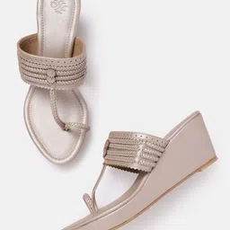 House of Pataudi Woven Design Wedge Heels-18