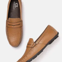 Carlton London Men Croc Textured Leather Penny  Loafers-image-44