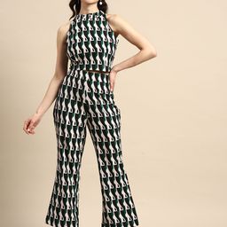 WoowZerz Women Green & White Printed Co-ords-image-31
