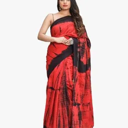 KIAARON Tie and Dye Pure Cotton Block Print Saree-picture-7