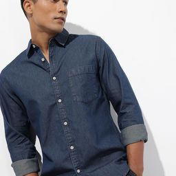 R.Code by The Roadster Life Co. Solid Denim Shirt-image-73