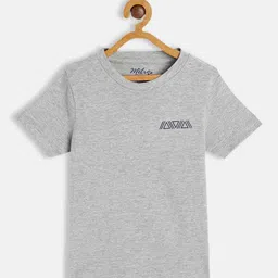METRO KIDS COMPANY Boys Grey Melange Solid T-shirt with Printed Detail-image-78
