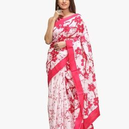 TROPWEAR Floral Pure Cotton Block Print Saree-picture-15