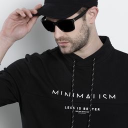 The Indian Garage Co Men Black Printed Hooded Sweatshirt-image-95