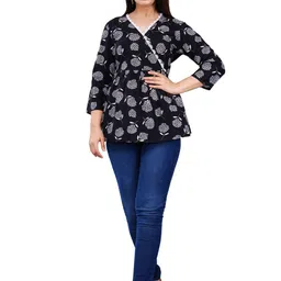 BAESD Floral Printed Cotton Wrap Top-picture-5
