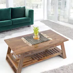 Ikiriya Coffee Brown Wooden in Teak Finish Rectangle Coffee Table-image-72