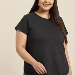 Sztori Women Plus Size Black Solid T-shirt-picture-25