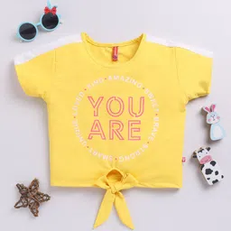 Here&Now X Game Begins Printed Waist Tie-Ups Crop Top-image-75
