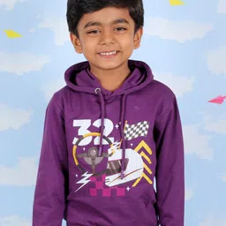 The Mom Store Kids Let's Go Race Printed Hooded Sweatshirt-14