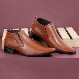 Metro Men Tan Brown Solid Leather Formal Slip-Ons-image-15