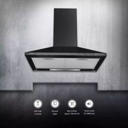 Kaff 60 cm Black Cassette Filter Pyramid Kitchen Chimney with Soft Push Button, BASE LX 60 BLK image 2
