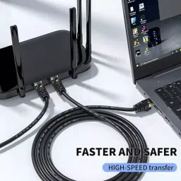 Techut 10 Metre Cat 7 Flat Ethernet 10GB Shielded (STP) LAN Internet Network Cable Black for Modem, Roku, Switch, Router, Router image 2