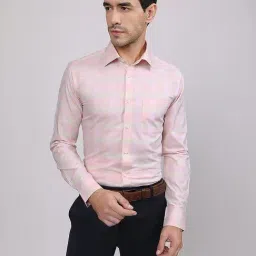 Louis Stitch Pink Cotton Regular Fit Checks Shirt-image-84