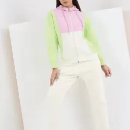 Sweet Dreams White Fleece Color-Block Full Sleeves Jacket and Pyjama-image-72