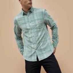 Code By Lifestyle Grey Regular Fit Checks Shirt-picture-12