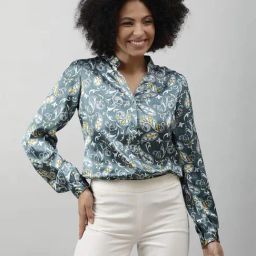 PURYS Teal Green Printed Shirt-54