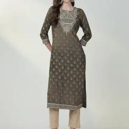 SHOWOFF Green Embroidered Kurta-image-40