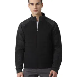 Louis Philippe Black Striped Mock Collar Jacket-picture-16