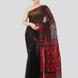 Pinkloom Black Woven Jamdani Saree-picture-13
