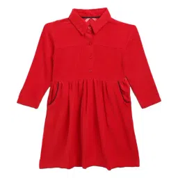 Blue Giraffe Kids Red Solid Dress-image-11