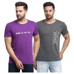 Vimal Jonney Purple & Dark Grey Printed T-Shirt - Pack of 2-picture-32