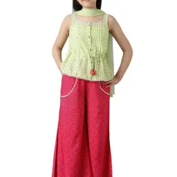 Aurelia Kids Green & Pink Printed Kurti with Palazzos & Dupatta-image-28