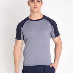 Chkokko Grey & Navy Round Neck T-Shirt-image-41
