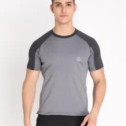Chkokko Grey & Dark Grey Round Neck T-Shirt-image-29
