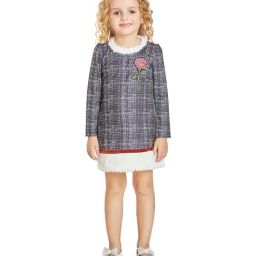 Peppermint Kids Grey & White Chequered Full Sleeves Dress-image-57