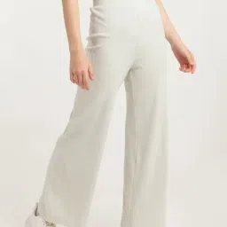 zink Z Light Grey Cotton Regular Fit High Rise Pants-image-20
