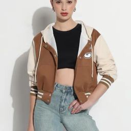 SHOWOFFFF Brown Colourblocked Jacket-image-17