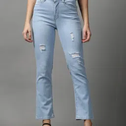 SHOWOFF Blue Solid Mid Rise Jeans-image-78