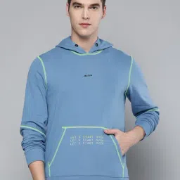 ALCIS Blue Regular Fit Printed Hooded Sweatshirt-33