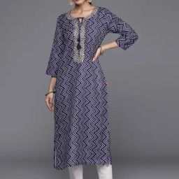 KSUT Navy Printed Straight Kurta-image-33