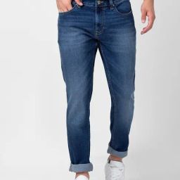Spykar Mid Blue Cotton Slim Fit Jeans-image-16