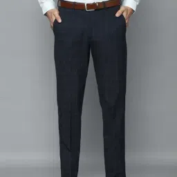 Louis Philippe Blue Slim Fit Checks Trousers-picture-2
