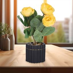 Ekhasa Yellow 1 Pieces Rose Artificial Flower With Pot-52