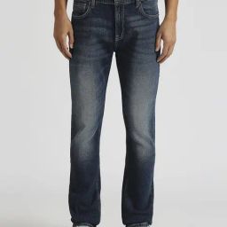 Pepe Jeans Dark Indigo Blue Cotton Regular Fit Jeans-image-101